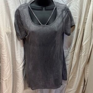 VENUS Gray Short Sleeve Tee with Embellishments